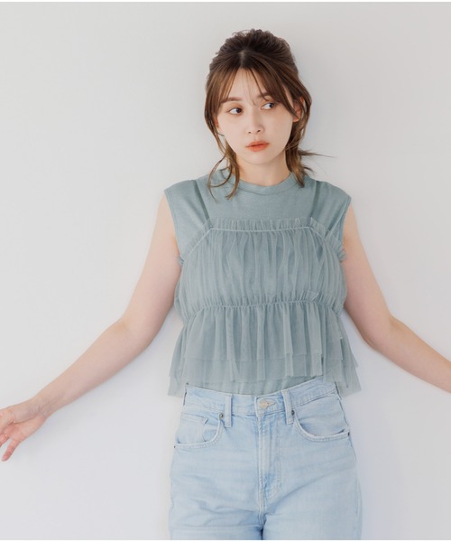 Dita Muaj.(ディータムアージュ)の「【SET】フレンチラメタンク&チュールキャミ(Tシャツ/カットソー・レディース・ホワイト/ブラック/サックスブルー/ナチュラル・FREE)」の14枚目の写真