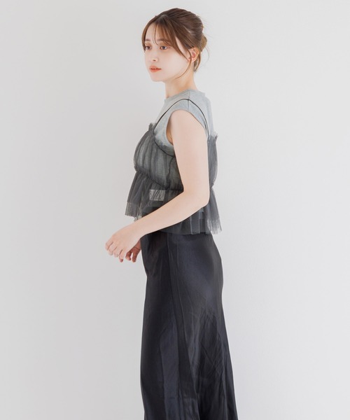 Dita Muaj.(ディータムアージュ)の「【SET】フレンチラメタンク&チュールキャミ(Tシャツ/カットソー・レディース・ホワイト/ブラック/サックスブルー/ナチュラル・FREE)」の7枚目の写真