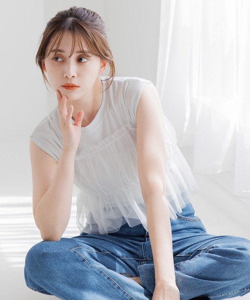 Dita Muaj.(ディータムアージュ)の「【SET】フレンチラメタンク&チュールキャミ(Tシャツ/カットソー・レディース・ホワイト/ブラック/サックスブルー/ナチュラル・FREE)」の22枚目の写真
