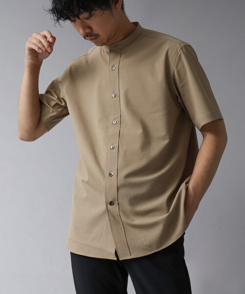 NOLLEY’S(ノーリーズ)の「【ACTIVE SECT】《限定展開 / 速乾 / イージーケア》”ALL TIME DRY” バンドカラー半袖シャツ(シャツ/ブラウス・メンズ・ダークネイビー/ブラック/サックスブルー/ベージュ・M/S/XL/L)」の1枚目の写真