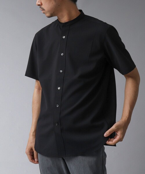 NOLLEY’S(ノーリーズ)の「【ACTIVE SECT】《限定展開 / 速乾 / イージーケア》”ALL TIME DRY” バンドカラー半袖シャツ(シャツ/ブラウス・メンズ・ダークネイビー/ブラック/サックスブルー/ベージュ・M/S/XL/L)」の2枚目の写真