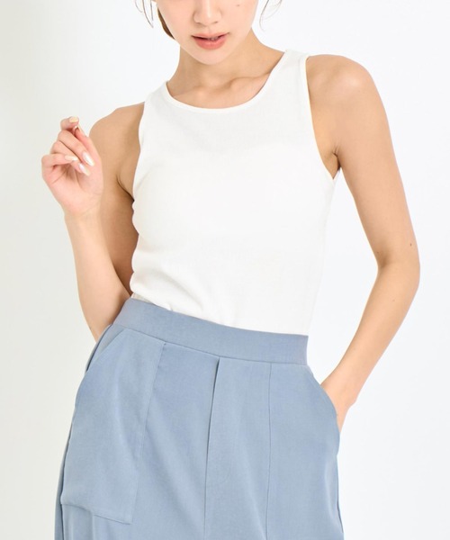 ANAP(アナップ)の「パット付アメリカンスリーブリブタンクトップ(タンクトップ・レディース・サックスブルー/ブラック/ホワイト・FREE)」の2枚目の写真