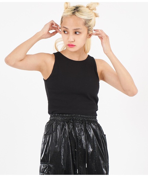 ANAP(アナップ)の「パット付アメリカンスリーブリブタンクトップ(タンクトップ・レディース・サックスブルー/ブラック/ホワイト・FREE)」の13枚目の写真