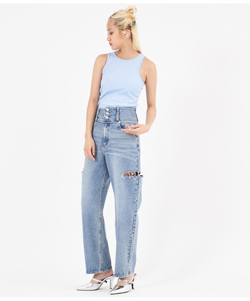 ANAP(アナップ)の「パット付アメリカンスリーブリブタンクトップ(タンクトップ・レディース・サックスブルー/ブラック/ホワイト・FREE)」の8枚目の写真