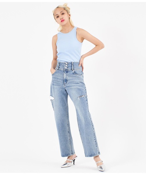 ANAP(アナップ)の「パット付アメリカンスリーブリブタンクトップ(タンクトップ・レディース・サックスブルー/ブラック/ホワイト・FREE)」の9枚目の写真