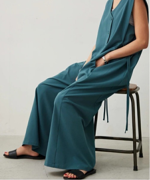 ノースリーブワイドオールインワン（つなぎ/オールインワン）｜No one