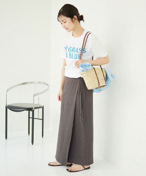 SLOBE IENA(スローブイエナ)の「綿麻リラックスラップスカート(スカート・レディース・レンガ/カーキ/ブラック・FREE)」の21枚目の写真