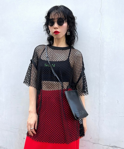 Narcissus（ナルシス）の「メッシュTシャツ　レイヤード（Tシャツ/カットソー・レディース・ホワイト/ブラック/ブルー・FREE）」の2枚目の写真