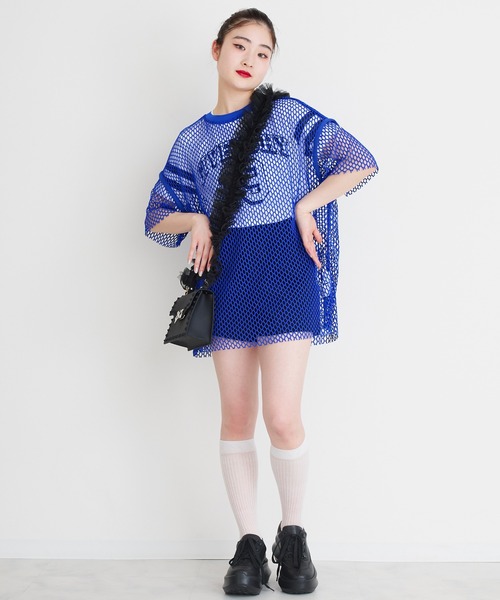 Narcissus（ナルシス）の「メッシュTシャツ　レイヤード（Tシャツ/カットソー・レディース・ホワイト/ブラック/ブルー・FREE）」の8枚目の写真