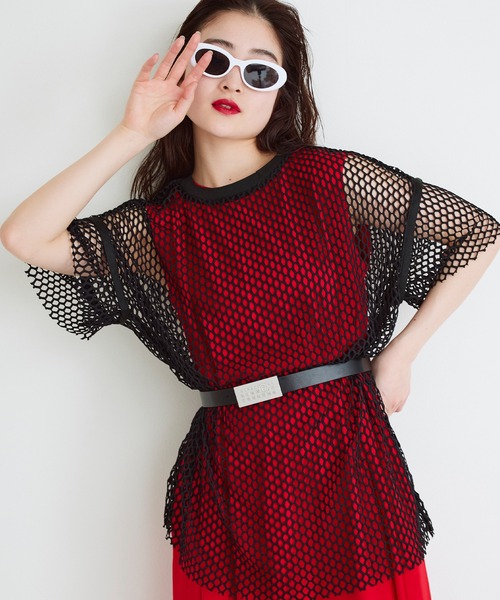 Narcissus（ナルシス）の「メッシュTシャツ　レイヤード（Tシャツ/カットソー・レディース・ホワイト/ブラック/ブルー・FREE）」の21枚目の写真