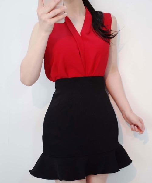 VIVID LADY(ビビッドレディー)の「ノースリーブブラウス Ⅴネック ブラウス(シャツ/ブラウス・レディース・ワインレッド/ピンク/ブラック/アイボリー・FREE)」の14枚目の写真