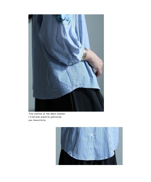 蝶柄刺繍ストライプシャツ（シャツ/ブラウス）｜Sawa a la mode