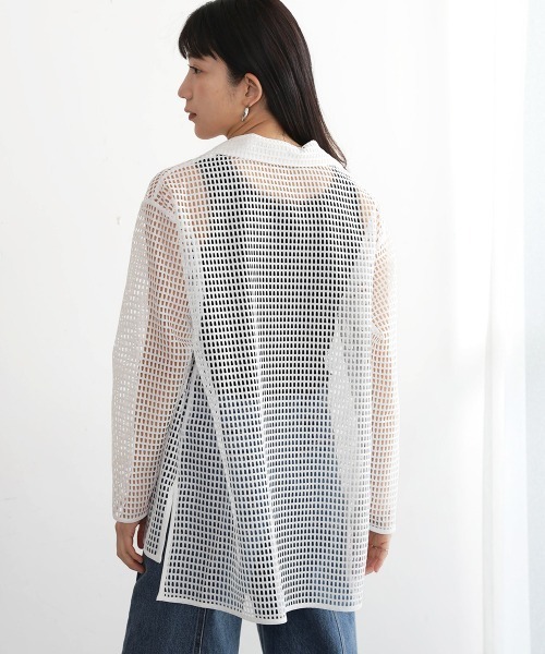 Bou Jeloud(ブージュルード)の「リボンメッシュシャツ(シャツ/ブラウス・レディース・オフホワイト/ブラック・38)」の12枚目の写真