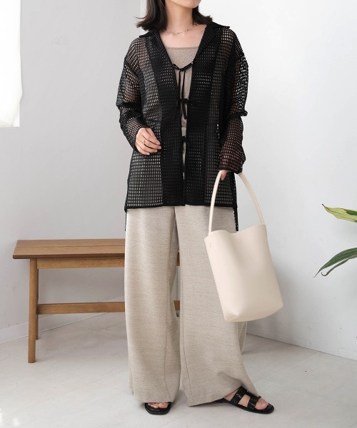 Bou Jeloud(ブージュルード)の「リボンメッシュシャツ(シャツ/ブラウス・レディース・オフホワイト/ブラック・38)」の17枚目の写真