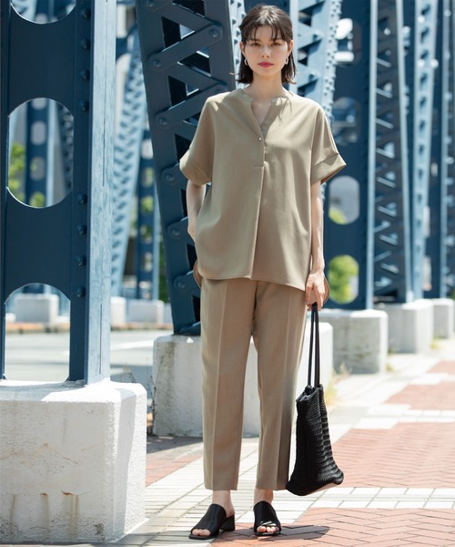 OPAQUE.CLIP(オペークドットクリップ)の「◆≪SS-LLsize≫ ストレッチ美脚イージーテーパードパンツ/セットアップ対応 【防シワ/抗ピル/洗濯機洗い可】(その他パンツ・レディース・ネイビー/キャメル/ブラック・40/38/42/36/34)」の10枚目の写真