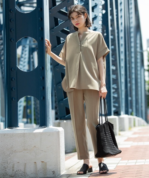 OPAQUE.CLIP(オペークドットクリップ)の「◆≪SS-LLsize≫ ストレッチ美脚イージーテーパードパンツ/セットアップ対応 【防シワ/抗ピル/洗濯機洗い可】(その他パンツ・レディース・ネイビー/キャメル/ブラック・40/38/42/36/34)」の11枚目の写真