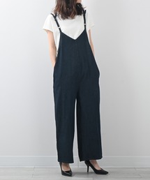 ゆったりワイドキャミオールインワンデニムサロペットパンツ
