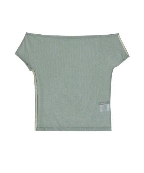 CRANK(クランク)の「A'GEM/9 × .kom 『CRANK/クランク』 MESH LINE OFF SHOULDER TOP/メッシュラインオフショルダートップス(Tシャツ/カットソー・レディース・カーキ/アイボリー/チャコールグレー・FREE)」の6枚目の写真