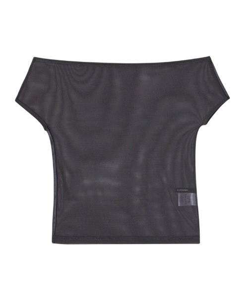 CRANK(クランク)の「A'GEM/9 × .kom 『CRANK/クランク』 MESH LINE OFF SHOULDER TOP/メッシュラインオフショルダートップス(Tシャツ/カットソー・レディース・カーキ/アイボリー/チャコールグレー・FREE)」の5枚目の写真
