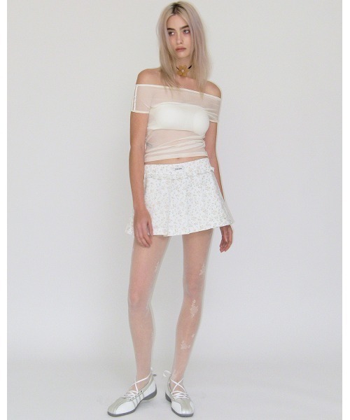 CRANK(クランク)の「A'GEM/9 × .kom 『CRANK/クランク』 MESH LINE OFF SHOULDER TOP/メッシュラインオフショルダートップス(Tシャツ/カットソー・レディース・カーキ/アイボリー/チャコールグレー・FREE)」の16枚目の写真