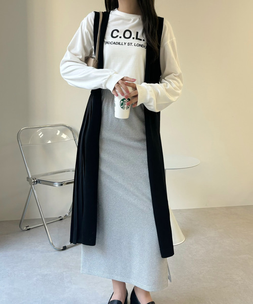 Eclat one(エクラワン)の「【Eclat one】バックプリーツ ロング ジレ ベスト(ベスト・レディース・グレイッシュベージュ/ブラック・FREE)」の22枚目の写真