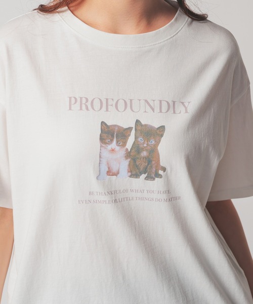 Honeys(ハニーズ)の「アニマルプリントTシャツ(Tシャツ/カットソー・レディース・スミクロ/ホワイト/サックスブルー系/アイボリー・S/M/L/LL)」の13枚目の写真