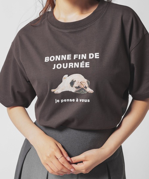 Honeys(ハニーズ)の「アニマルプリントTシャツ(Tシャツ/カットソー・レディース・スミクロ/ホワイト/サックスブルー系/アイボリー・S/M/L/LL)」の17枚目の写真