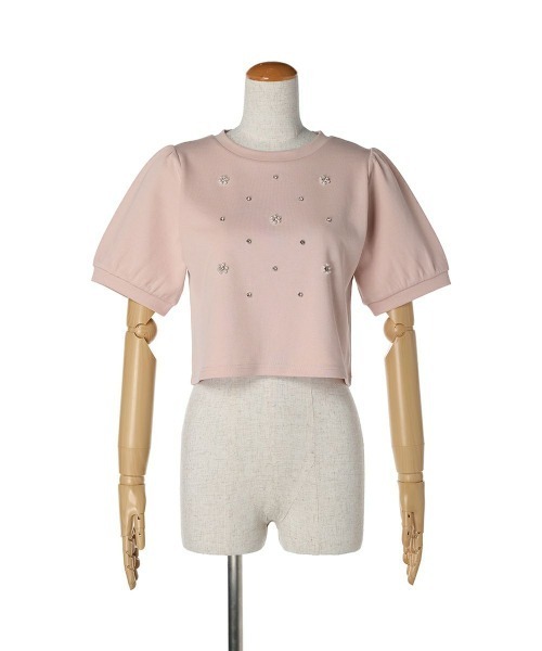 F i.n.t(フィント)の「パール&ビジューフラワーカットトップス/fint(Tシャツ/カットソー・レディース・ライトブルー/ブラック/オフホワイト/ライトピンク・FREE)」の19枚目の写真