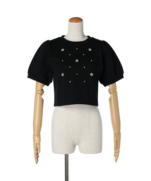 F i.n.t(フィント)の「パール&ビジューフラワーカットトップス/fint(Tシャツ/カットソー・レディース・ライトブルー/ブラック/オフホワイト/ライトピンク・FREE)」の17枚目の写真