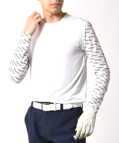 stella77golf(ステラセブンティーンセブンゴルフ)の「接触冷感クルーネックゴルフ長袖カットソー(Tシャツ/カットソー・メンズ・ブラック/ホワイト・SMALL/MEDIUM/LARGE/X-LARGE/XX-LARGE)」の1枚目の写真