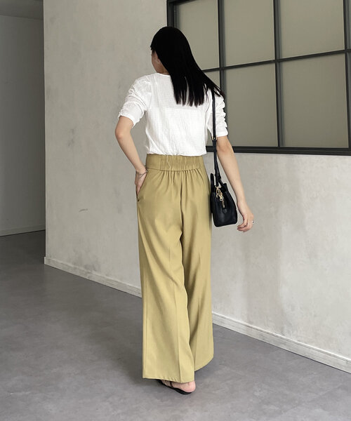 Thevon（ゼボン）の「パフスリーブ5分袖エンボスプルオーバー（Tシャツ/カットソー・レディース・ダークブラウン/イエロー/オフホワイト/ブルー・FREE）」の18枚目の写真