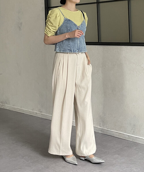 Thevon（ゼボン）の「パフスリーブ5分袖エンボスプルオーバー（Tシャツ/カットソー・レディース・ダークブラウン/イエロー/オフホワイト/ブルー・FREE）」の5枚目の写真