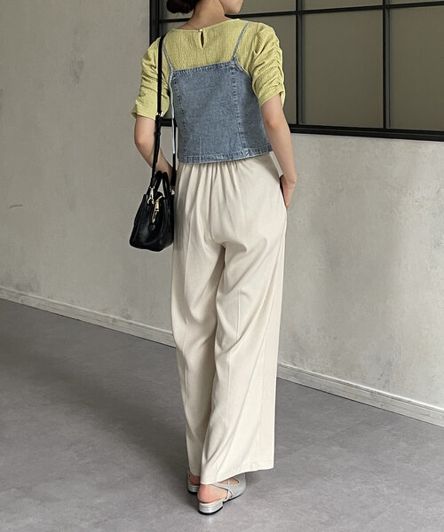 Thevon（ゼボン）の「パフスリーブ5分袖エンボスプルオーバー（Tシャツ/カットソー・レディース・ダークブラウン/イエロー/オフホワイト/ブルー・FREE）」の6枚目の写真