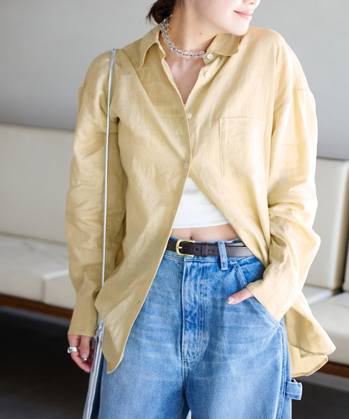 JOURNAL STANDARD(ジャーナルスタンダード)の「《追加3》ゼフィールリネンレギュラーシャツ(シャツ/ブラウス・レディース・ブラック/イエロー系その他/ブルー系その他/ベージュ・FREE)」の4枚目の写真