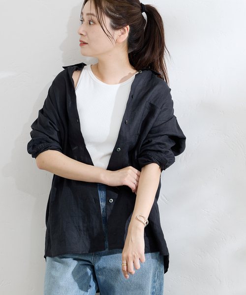 JOURNAL STANDARD(ジャーナルスタンダード)の「《追加3》ゼフィールリネンレギュラーシャツ(シャツ/ブラウス・レディース・ブラック/イエロー系その他/ブルー系その他/ベージュ・FREE)」の1枚目の写真