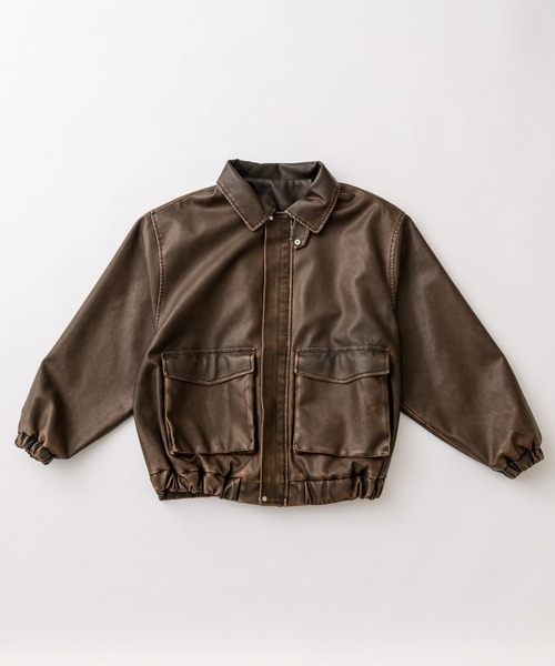 OLIVE des OLIVE（オリーブデオリーブ）の「【トレンドアウター】BIGポケットエコレザーブルゾン（ブルゾン・レディース・ブラウン/ブラック/グレー/アイボリー・FREE）」の9枚目の写真