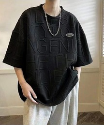 エンボス加工ロゴtシャツ メンズ 韓国風