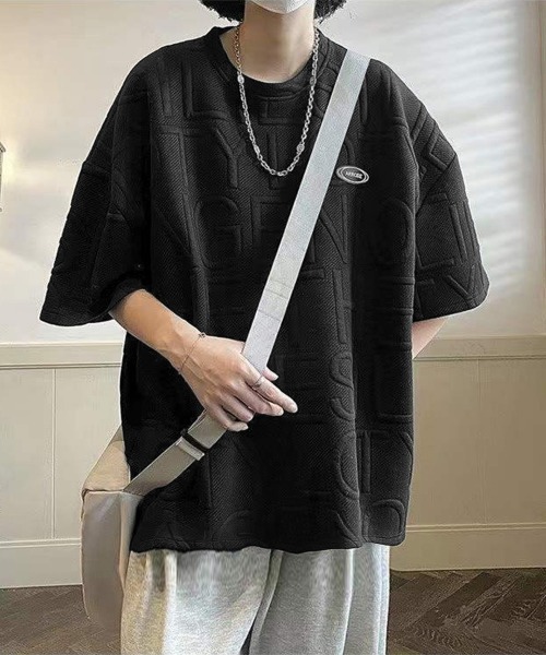 AsaAura(アサオーラ)の「エンボス加工ロゴtシャツ メンズ 韓国風(Tシャツ/カットソー・メンズ・ホワイト/ブラック/グレー・M/L)」の8枚目の写真