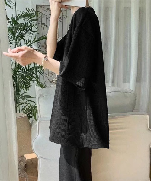 AsaAura(アサオーラ)の「エンボス加工ロゴtシャツ メンズ 韓国風(Tシャツ/カットソー・メンズ・ホワイト/ブラック/グレー・M/L)」の10枚目の写真