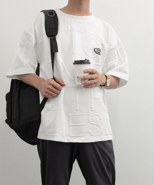 AsaAura(アサオーラ)の「エンボス加工ロゴtシャツ メンズ 韓国風(Tシャツ/カットソー・メンズ・ホワイト/ブラック/グレー・M/L)」の14枚目の写真