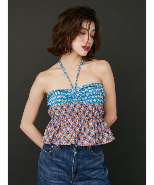 EVRIS（エヴリス）の「オリジナルパターントップス（キャミソール・レディース・パープル/ブルー/オレンジ・FREE）」の5枚目の写真