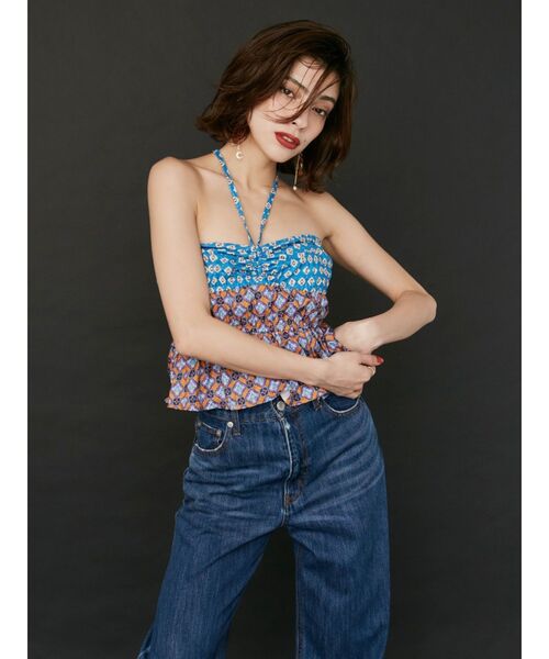 EVRIS（エヴリス）の「オリジナルパターントップス（キャミソール・レディース・パープル/ブルー/オレンジ・FREE）」の7枚目の写真