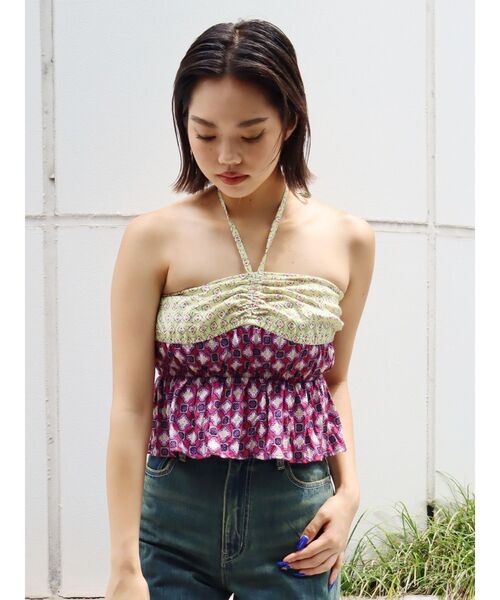 EVRIS（エヴリス）の「オリジナルパターントップス（キャミソール・レディース・パープル/ブルー/オレンジ・FREE）」の14枚目の写真