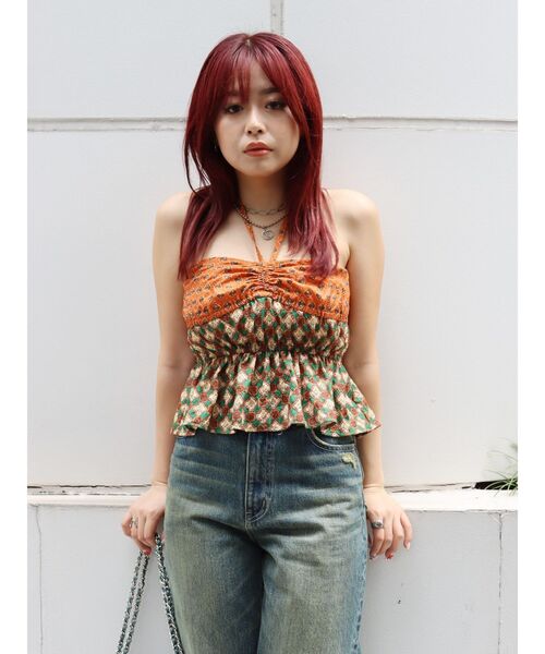 EVRIS（エヴリス）の「オリジナルパターントップス（キャミソール・レディース・パープル/ブルー/オレンジ・FREE）」の20枚目の写真