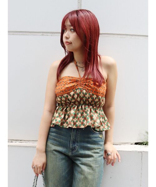 EVRIS（エヴリス）の「オリジナルパターントップス（キャミソール・レディース・パープル/ブルー/オレンジ・FREE）」の21枚目の写真