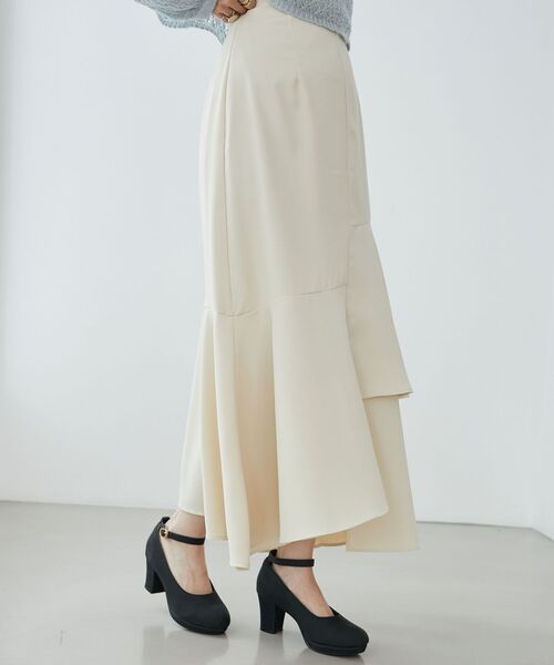 MAJESTIC LEGON（マジェスティックレゴン）の「ランダムティアードスカート（スカート・レディース・ブラック/アイボリー/ベージュ/グレー系その他・MEDIUM）」の2枚目の写真