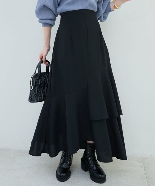 MAJESTIC LEGON（マジェスティックレゴン）の「ランダムティアードスカート（スカート・レディース・ブラック/アイボリー/ベージュ/グレー系その他・MEDIUM）」の3枚目の写真