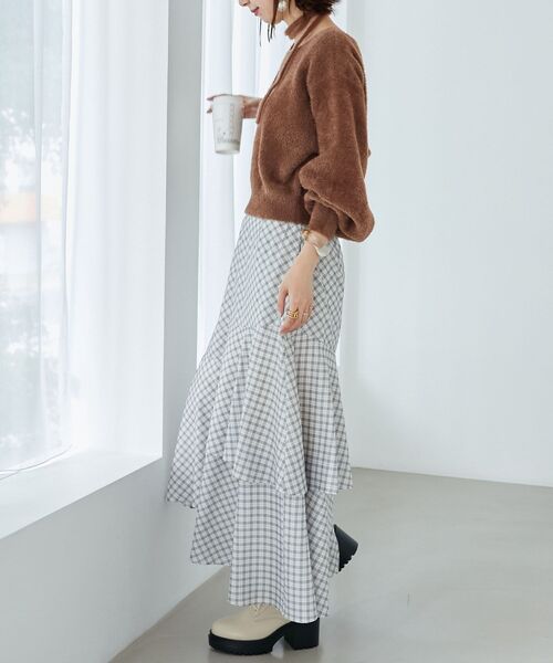 MAJESTIC LEGON（マジェスティックレゴン）の「ランダムティアードスカート（スカート・レディース・ブラック/アイボリー/ベージュ/グレー系その他・MEDIUM）」の6枚目の写真