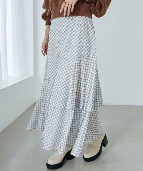 MAJESTIC LEGON（マジェスティックレゴン）の「ランダムティアードスカート（スカート・レディース・ブラック/アイボリー/ベージュ/グレー系その他・MEDIUM）」の10枚目の写真