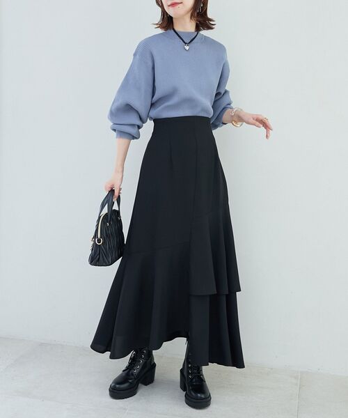 MAJESTIC LEGON（マジェスティックレゴン）の「ランダムティアードスカート（スカート・レディース・ブラック/アイボリー/ベージュ/グレー系その他・MEDIUM）」の13枚目の写真